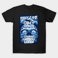 0529 Retro Sic-Fi They Live Gift T Shirt John Carpenter Vintage Horror movie Alien film Graphic M blue