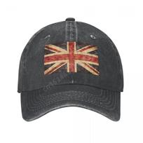United Kingdom Flag Great Britain UK Unisex Adult Charcoal Washed Denim Baseball Cap Unisex Classic Vintage Cotton Dad Trucker Hat One Size gray