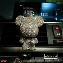 Kalnų krištolo kristalų kaspinas meškiukas automobilio pakabukas veidrodėliui pakabinami papuošalai deimantais blizgantis automobilio salono dekoravimas moterų aksesuarai gray