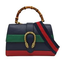 [Pre-Owned] Dionysus Tiger Head Buckle Bamboo Handle Striped Web Shoulder Strap Shoulder Crossbody Color Block Leather Tote Bag - Very Good #1OPRMYU ONE SIZE black