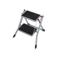 SONGMICS 2-Step Ladder, Folding Ladder, 20 cm Wide Steps Covered with Non-Slip Rubber, with Handle, Max. Static Load 150 kg, Steel, Grey and Black pilka