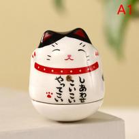 Japoniškos keramikinės Daruma amatai Laimingos katės puodelis Animacinis laimės katės statulėlė Figūrėlės Namų dekoras Kraštovaizdžio papuošalai