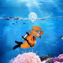 Mini scuba diver figurine diving action figure aquarium decoration art fish tank creative landscaping accessories geltona