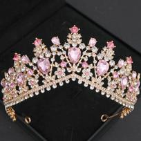 Pink Crystal Tiaras and Crowns Rhinestone Prom Diadem Crown for Women Bridal Wedding Hair Accessories Jewelry Crown Tiara Gift white