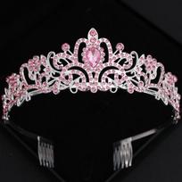 Pink Crystal Tiaras and Crowns Rhinestone Prom Diadem Crown for Women Bridal Wedding Hair Accessories Jewelry Crown Tiara Gift white