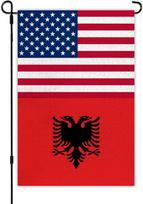Albania USA Friendship Garden ag12x18 in Burlap Albanian America US Outdoor Banner for Patio Yard with Double Side ZZJ LLG GGO 12x18inch blue