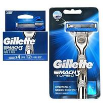 Gillette Mach3 Turbo Razor 2UP + 4-Pack Blades Razor + 6-Piece Blade Set blue