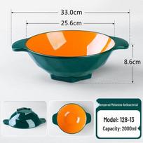 Large Double-Handle Melamine Bowl for Spicy & Sour Soup, Rice Noodles, and Maocai - Ideal for Commercial Noodle Restaurant Use