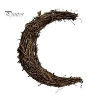Flexible Rattan Twig Rings Natural Woven Moon Wreath, Hollow Crescent Shape Wreath Handcrafted Holiday Craft Supplies Base, Durable Decorative Hanging black