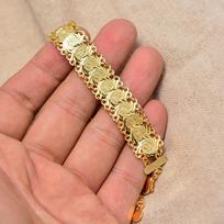Gold Color Coins Bangles&Bracelets for Women Men Money Coin Bracelet Islamic Muslim Arab Middle Eastern Bridal Jewelry African Gifts 20cm brown