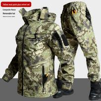 Men's Fleece-Lined Camouflage Workwear Set: Warm, Cold-Proof, Windproof, Ideal for Mountaineering, Skiing, and Outdoor Work. 3XL185 (for 170-190 jin)