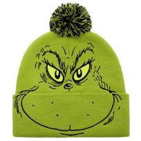 Grinčo stiliaus megzta žiemos kepurė, juokingas didelio veido dizainas, unisex šilta kepuraitė, minkšta, tampri One size fits all žalia
