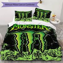 Monster Energy Rašto Patalynė, Antklodės Komplektas Antklodės Užvalkalas Pagalvės Užvalkalas Namų Gimtadienio Dovana(1 * antklodės užvalkalas + 2 * pagalvės užvalkalai, be šerdies)_lx 135x200cm green