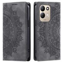 skirta Xiaomi Redmi 17 5G, 17 Mandalos raižyta PU odos atverčiama piniginė dėklas su magnetiniu užsegimu Redmi 17 4G black