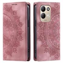 skirta Xiaomi Redmi 17 5G, 17 Mandalos raižyta PU odos atverčiama piniginė dėklas su magnetiniu užsegimu Redmi 17 4G rožinė