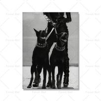 Mada Hypebeast Modernus Juodas Baltas Dobermanas Pistoletas Prabangus Plakatas Leopardas Tigras Šuo Drobės Tapyba Meno Paveikslas Skandinaviškas Namų Dekoras 50x80cm No Framed