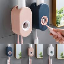 Automatinis dantų pastos dozatorius Laisvų rankų spaustuvai Dantų pasta Apsauga nuo dulkių Dantų šepetėlių laikiklis Montuojamas ant sienos Stovas Vonios kambario aksesuaras rožinė