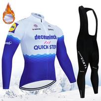 QUICK STEP 2024 Naujas vyriškas žiemos dviračių kostiumas, lauko vilnos ilgomis rankovėmis kalnų dviračių drabužiai, lauko dviračių kostiumų rinkinys M black
