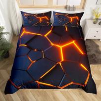Geometrinis antklodės užvalkalas Daugiaspalvis korio šešiakampis patalynės komplektas Geometrinė tema Metalo tekstūra Patogus poliesterio užvalkalas 70x133cm 2pcs black