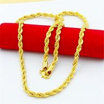 Hip Hop 24K aukso grandinėlė 4 mm susukta virvės pynė paauksuota grandinėlė vyrams ir moterims vestuviniai papuošalai dovanos 50cm yellow