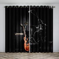 Muzikos natos Piano Juodos Blackout Langų Užuolaidos Miegamajam Svetainei Vonios Kambariui Virtuvei Durims Koridoriui Namų Kabliukas Aukštas Šėlinimas Naujas Raštas W55 X H120cm X 2&HOOK black