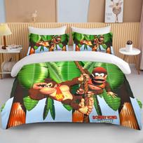 Monkey Cartoon Donkey Kong Duvet Cover Set King Queen Double Full Twin Single Size Bed Linen Set  children bed cover set AU Single(140x210cm)
