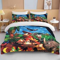 Monkey Cartoon Donkey Kong Duvet Cover Set King Queen Double Full Twin Single Size Bed Linen Set  children bed cover set 150x200cm 3pcs