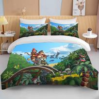 Monkey Cartoon Donkey Kong Duvet Cover Set King Queen Double Full Twin Single Size Bed Linen Set  children bed cover set 140x200cm 3pcs white