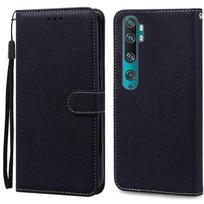 Mi Note 10 dėklas Xiaomi Mi Note 10 dėklui Odinis piniginės tipo atverčiamas dėklas Xiaomi Mi Note 10 Pro viršeliui Fundas CC9 Pro telefono dėklai for Mi Note 10 juoda