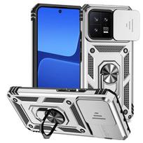 Slide Camera Protect Case For Xiaomi Mi 13t Pro Mi13t Mi 13 t Pro Ring Holder Kickstand Armor Cover For Xiaomi Mi 13 Pro Cases For Mi 13T Pro sidabras