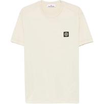 Stone Island Logo Crew Neck Short Sleeve T-Shirt Men Tops Beige K1S1521000-39S0013-V0095 M white