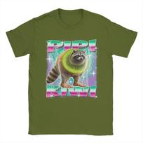 Pipi-Kiwi Italian-Brainrot Raccoon Kiwi Character Funny Meme T Shirt Summer T-Shirts Couple Cotton O-Neck Tees Short Sleeve 4XL gray