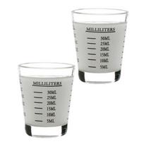 Stikliukai Matavimo puodeliai Espresso Džigeris su skale Sunkūs stikliniai puodeliai virtuvės baro aksesuarai kepimui gaminimui 2pcs juoda