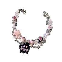 2023 Korean Black Cat Heart Star Bracelet Women Light Luxury Design Exquisite and High Quality Double Layer Jewelry 1 gray