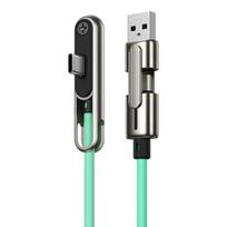 240W Greito įkrovimo USB-C laidas su sulankstomu telefono stoveliu, dviguba galvutė USB-A ir USB-C greitas įkroviklis, silikoninis, nesipainiojantis, 480Mbps duomenų perdavimas, įkrovimas mėlyna