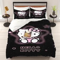 „Hello Kitty“ spausdintas miegamojo patalynės komplektas, antklodės užvalkalas, kalėdinės dovanos, komfortiškas animacinis filmas su pagalvės užvalkalu AU Single(140*210cm)3pcs
