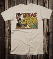 Retro Travel Tee T Shirt Souvenir Texas State Pinup Cowgirl Western Unisex T-Shirt XL gray