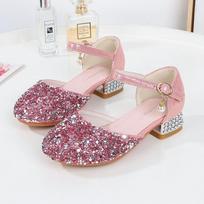 Mergaitei Sidabriniai Princesės Batai Vaikams Aukštakulniai Baotou Batai Studentų Pasirodymų Batai Walking Show Fortepijono Batai Vasarinės Basutės 40 yards/inner length 24.5cm rožinė