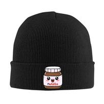 Jar of Nutella Chocolate Hazelnut Sauce Bonnet Hats Beanie Hats Autumn Knitted Hat Casual Unisex Women Outdoor Sport Head Wrap Cap One Size black