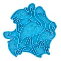 1 Set Flamingo Wind Chime Pendant Drop Glue Mold Diy Keychain Coaster Flamingo Wall Hanging Decorative Silicone Mold 1 blue