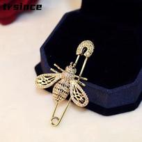 SKEDS New Fashion Trend Bee Rhinestone Brooch Cute Insect Animal Pin Buckle Banquet Badge Wedding Corsage auksinė