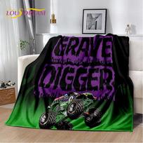 Animacinis Monster Jam 3D Monster Truck pledas, minkštas užklotas namams, miegamajam, lovai, sofai, iškylai, kelionėms, biurui, vaikiškas 75x90cm gray