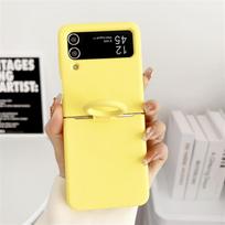 Skirta Samsung Galaxy Z Flip 7 6 5 4 3 dėklas Oficialus skysto silikono dėklas su piršto žiedu Atsparus smūgiams dangtelis Skirta Z Flip 5 Minkšti dėklai For Galaxy Z Flip 3 yellow
