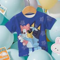 Madingi Bluey 3D vyriški marškinėliai Vasaros vėsūs trumpomis rankovėmis Animacinių filmukų Anime spaudiniai Laisvalaikio lauko vyriški ir moteriški marškinėliai Viršus 6XL beige