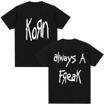 Korn Always A Freak Marškinėliai Metalinis Gotikinis Roko Grupės Viršus Unisex Moteriškas Medvilninis Oversized Y2K Trumpomis Rankovėmis Marškinėliai Streetwear 4XL gray