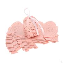 25pcs Cut Ribbon Candy Gift Box Baby Shower Wedding Party Favor Decor Pink-Deer beige