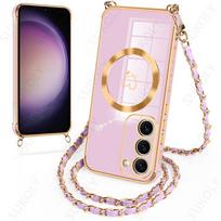 Kryžinė apyrankė dėklas, skirta Samsung Galaxy S26 S23 S24 S25 Ultra S21 S23 S24 FE, su Magsafe magnetiniu įkrovimu, minkštas telefono dėklas Samsung S26