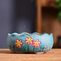 Vintage Hand-Painted Ceramic Succulent Planter Set Large Oval Flower Pot for Indoor Outdoor Gardening & Garden Lovers black