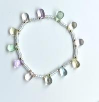 Xiaohongshu Handmade Crystal Bead Water Drop Necklace & Bracelet Set white