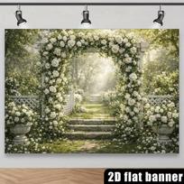 2D Baltos rožės gėlių pavėsinės fonas, Užburtų sodo vartų fotografijos fonas 90.6x70.8inch/230*180cm beige